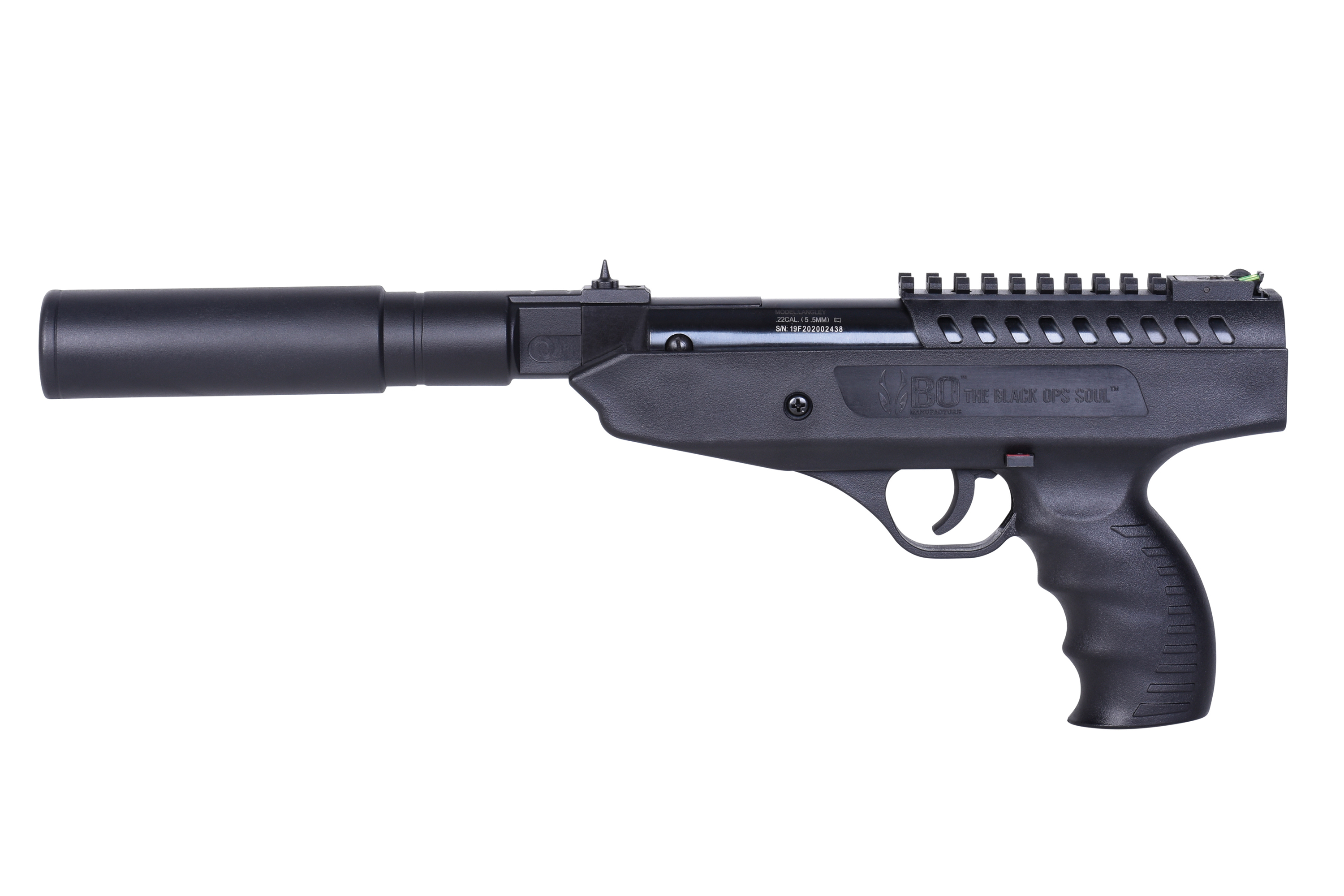 BO Manufacture Langley Silencer Schwarz 5,5mm - Druckluft Federdruck | Knicklauf