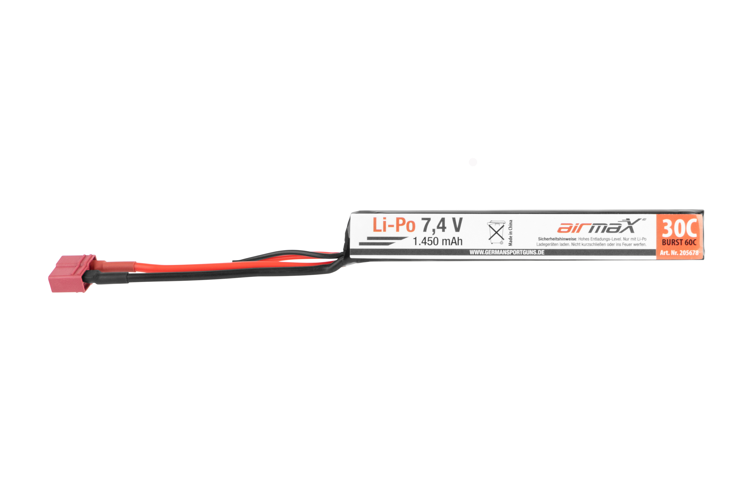 airmaX Akku Li-Po 7,4V | 1.450 mAh Dean Stecker  - Airsoft