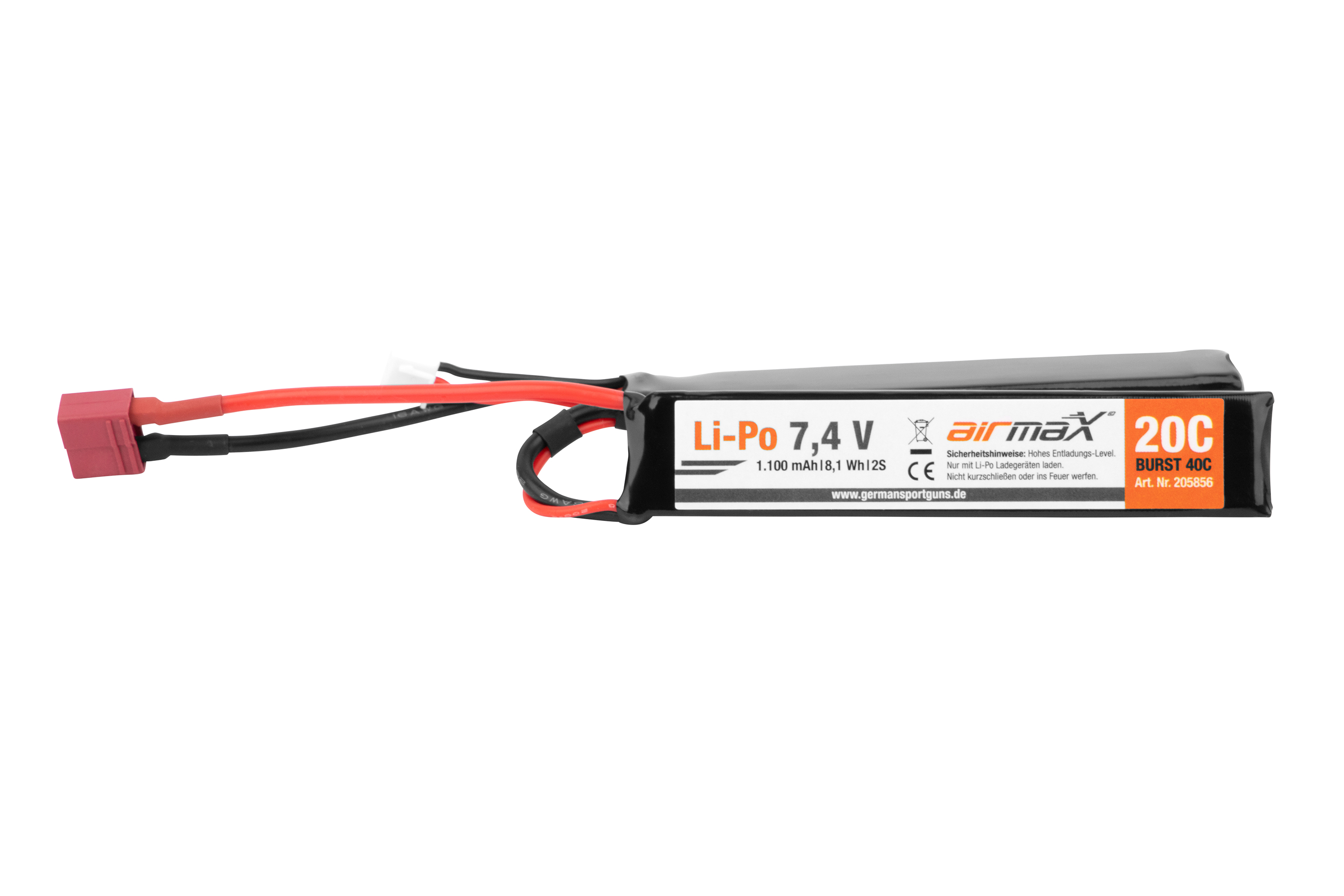 airmaX Akku Li-Po 7,4V | 1.100 mAh Dean Stecker - Airsoft