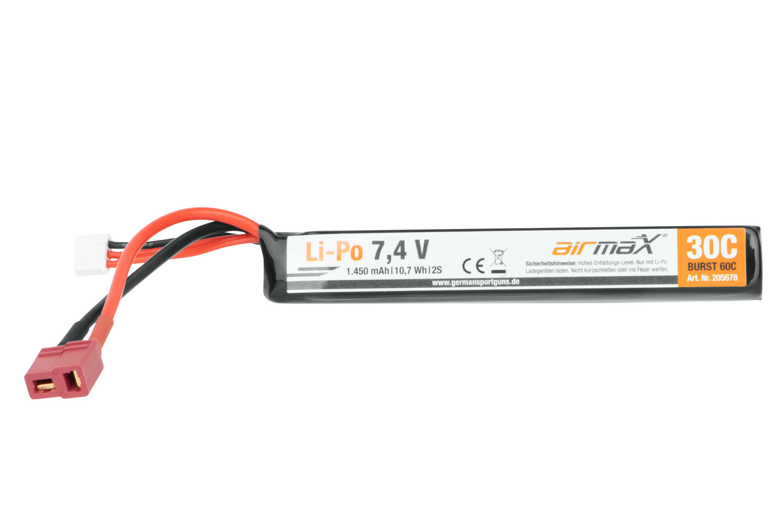 airmaX Akku Li-Po 7,4V | 1.450 mAh Dean Stecker  - Airsoft