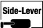 Schwarz-weiß Icon mit Text „Side-Lever“ und stilisierter Seitenhebel-Grafik, typisch für Luftdruckwaffen mit seitlichem Spannmechanismus.
